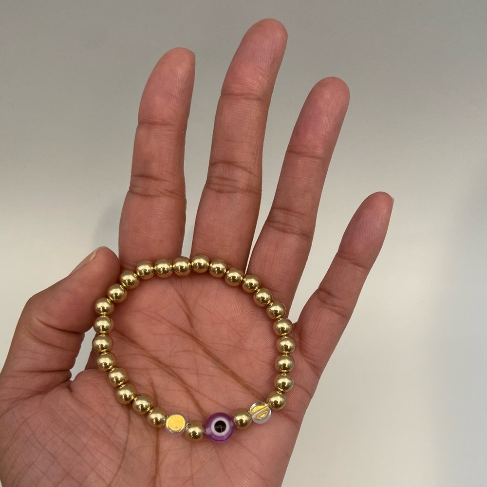 Handmade Trendy Y2K Evil Eye Stretch Bead Bracelet
